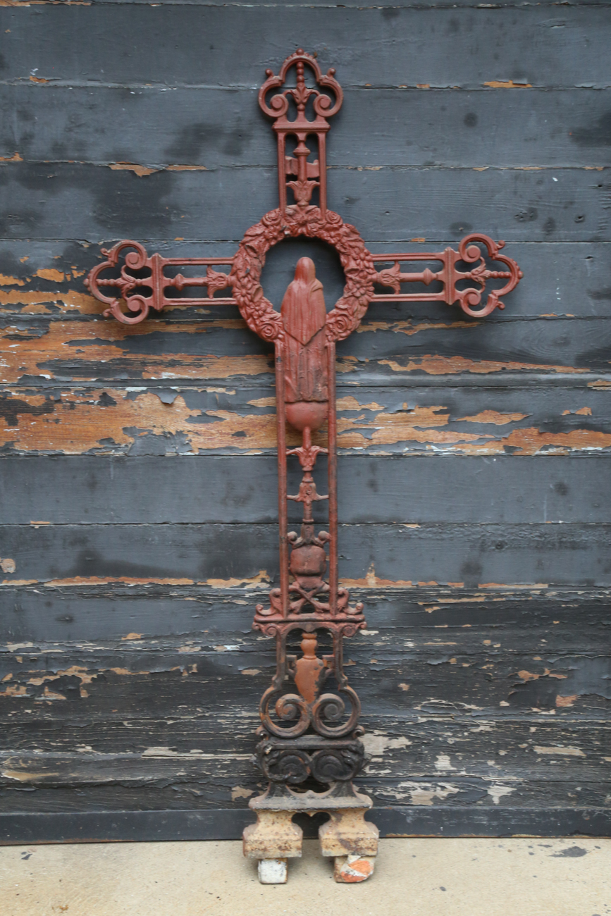 Large Antique Cast Iron Church Cross