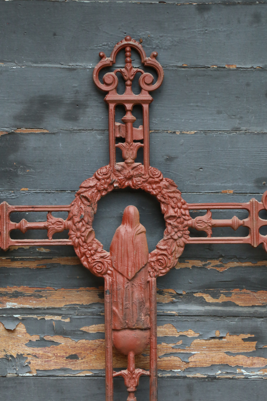 Large Antique Cast Iron Church Cross