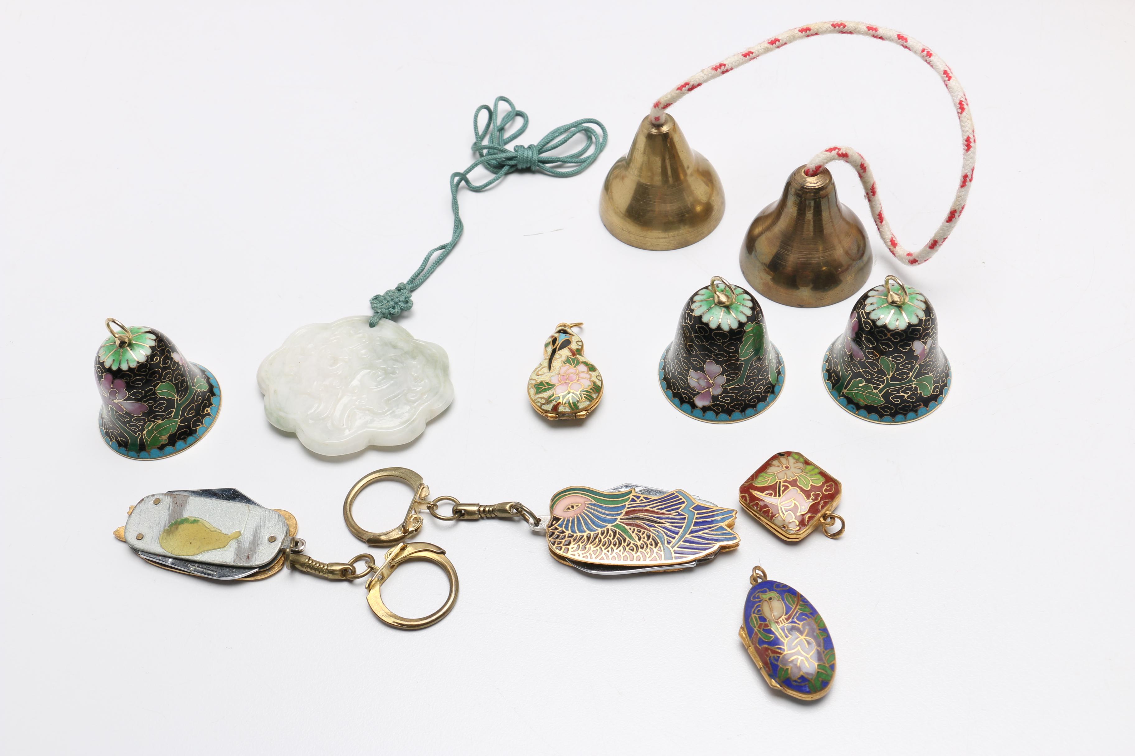 Large Assortment of Chinese Souvenirs Including Meerschaum Jewelry and Panda Items