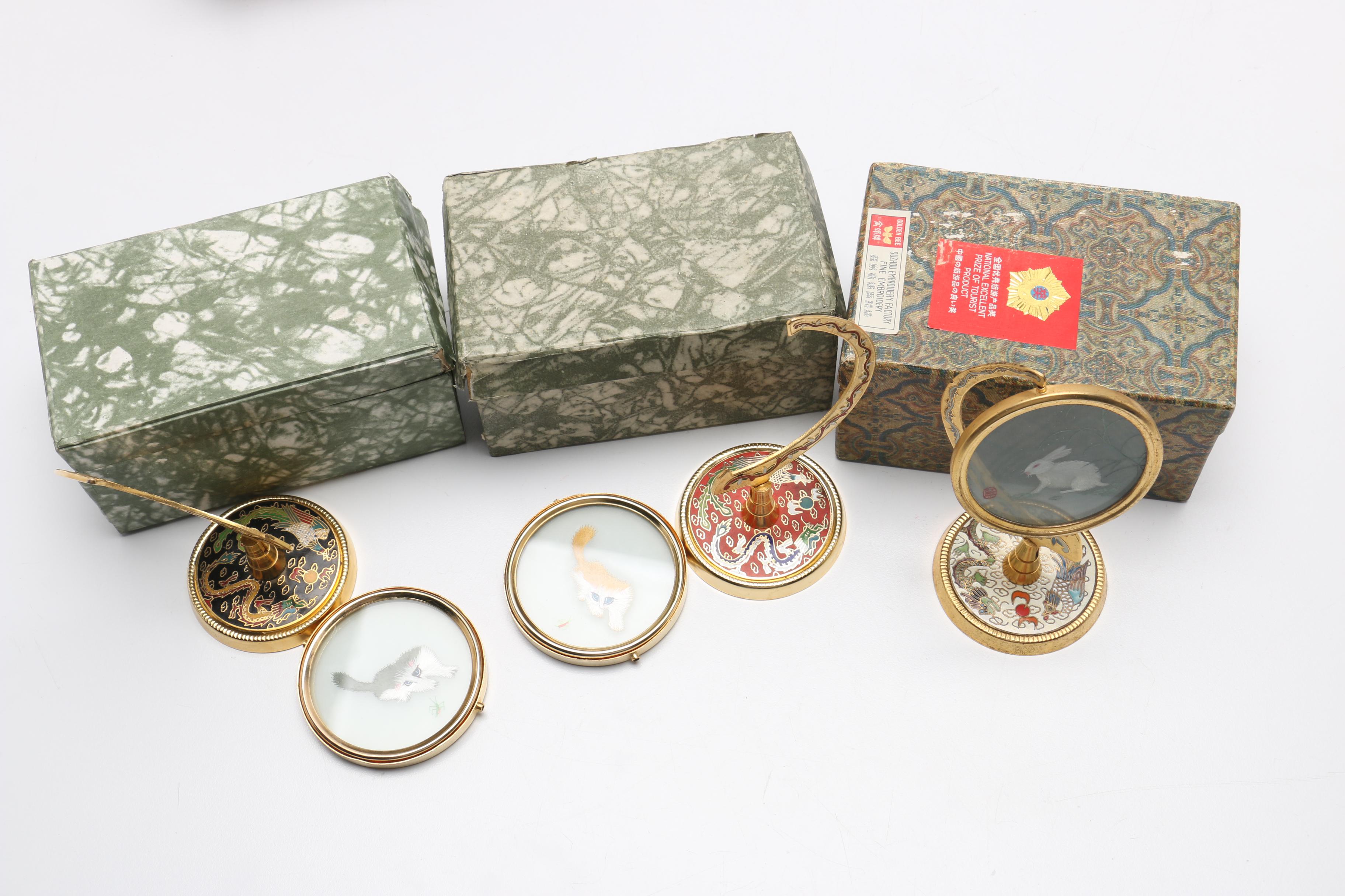 Large Assortment of Chinese Souvenirs Including Meerschaum Jewelry and Panda Items