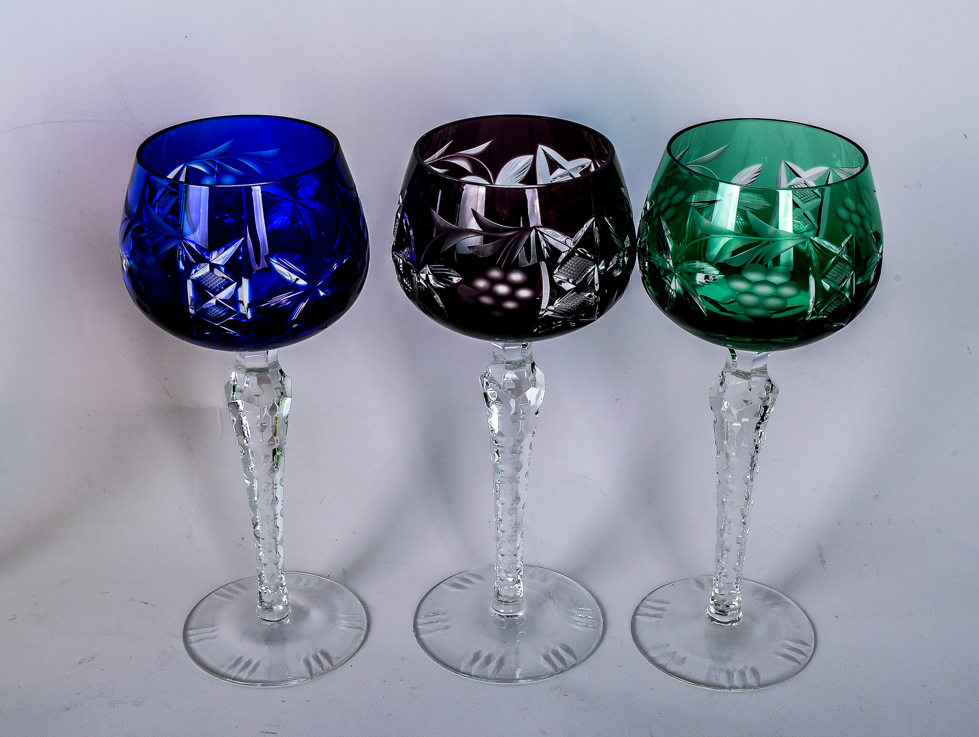 Set of Vintage Lausitzer Colorful Lead Crystal Glassware