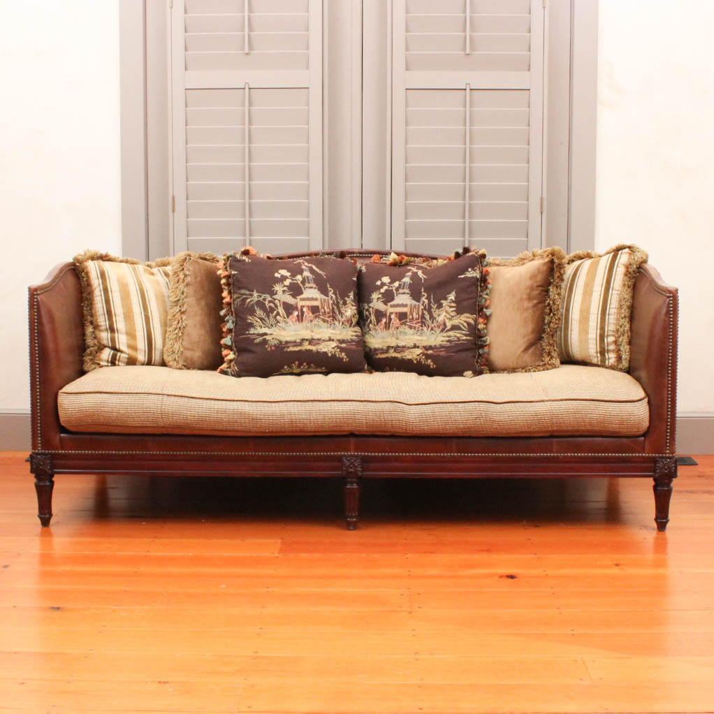 Leather Tuxedo "Belvedere" Sofa by Lillian August