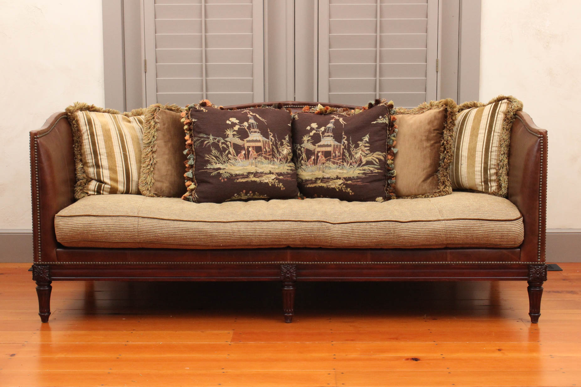 Leather Tuxedo "Belvedere" Sofa by Lillian August