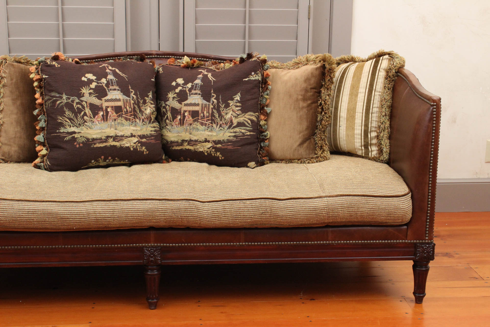 Leather Tuxedo "Belvedere" Sofa by Lillian August