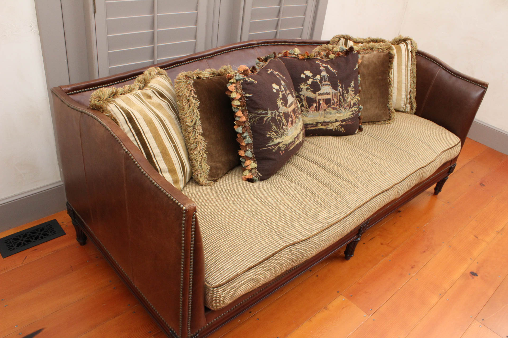 Leather Tuxedo "Belvedere" Sofa by Lillian August