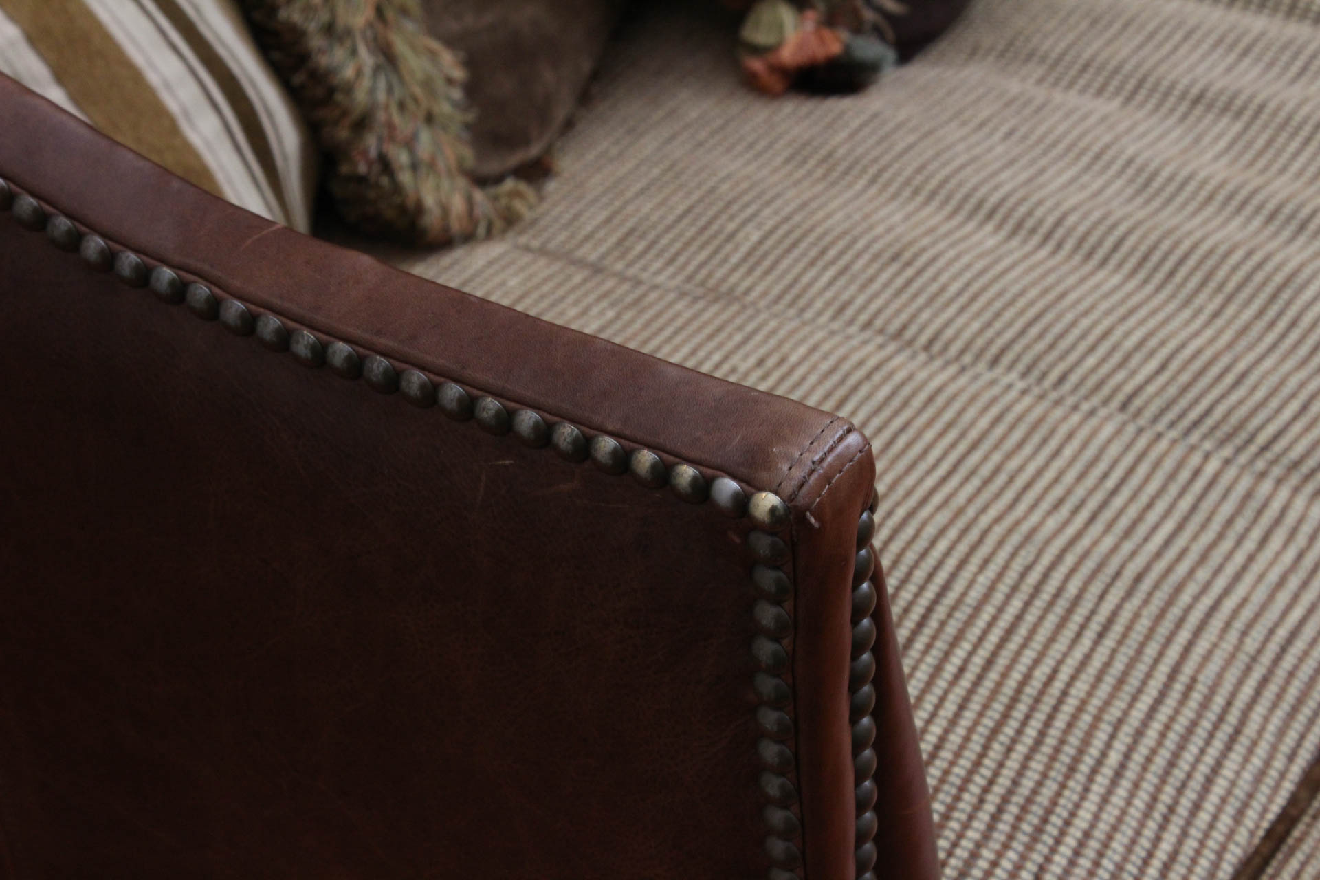 Leather Tuxedo "Belvedere" Sofa by Lillian August