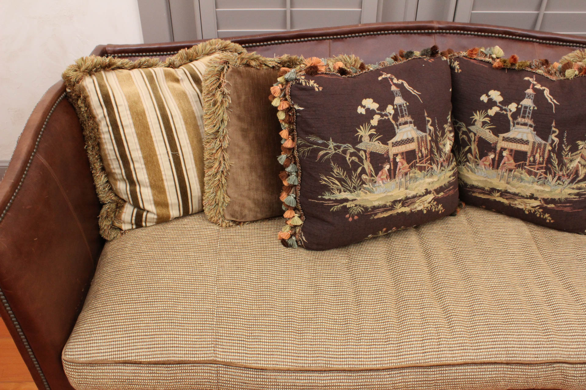 Leather Tuxedo "Belvedere" Sofa by Lillian August