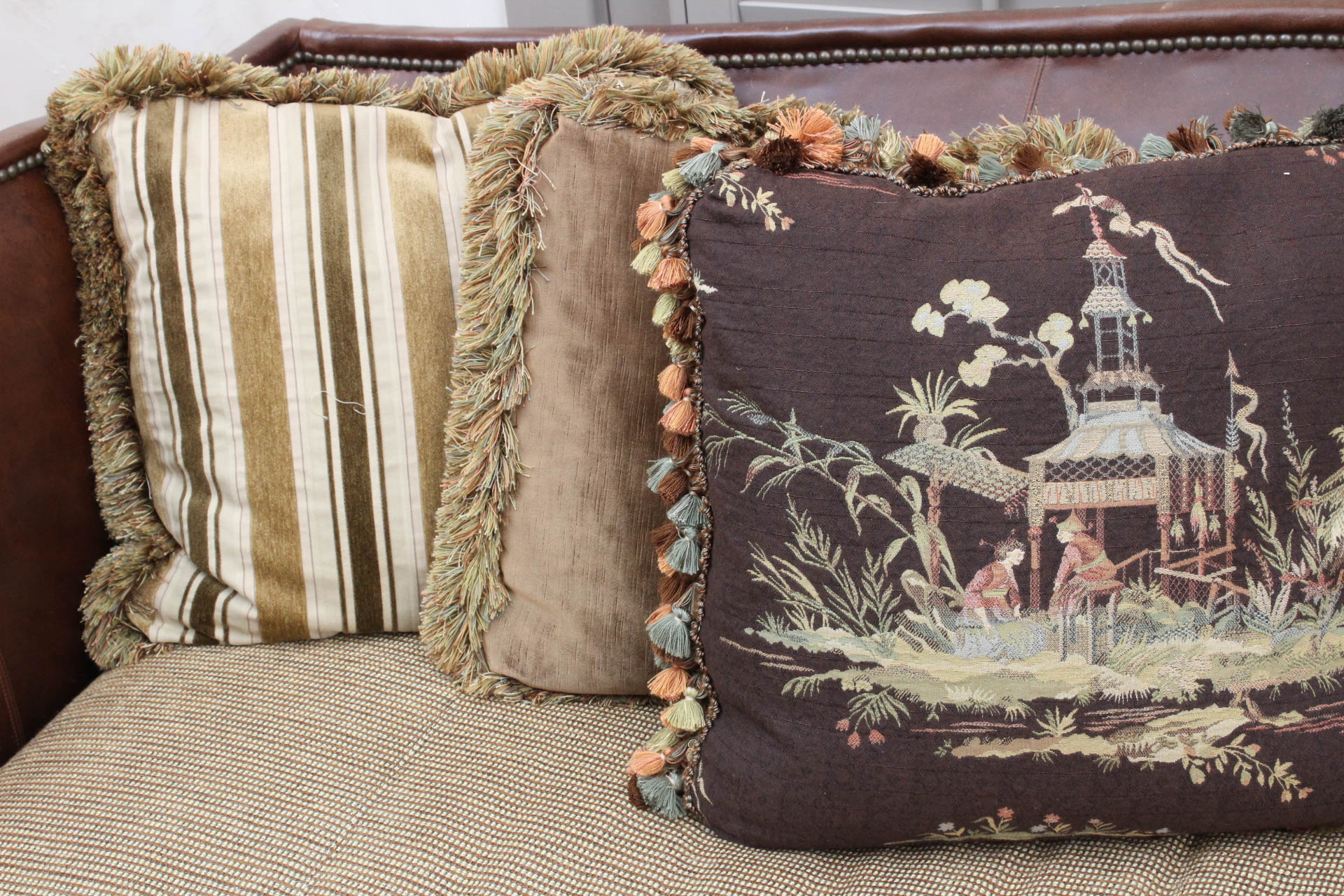 Leather Tuxedo "Belvedere" Sofa by Lillian August