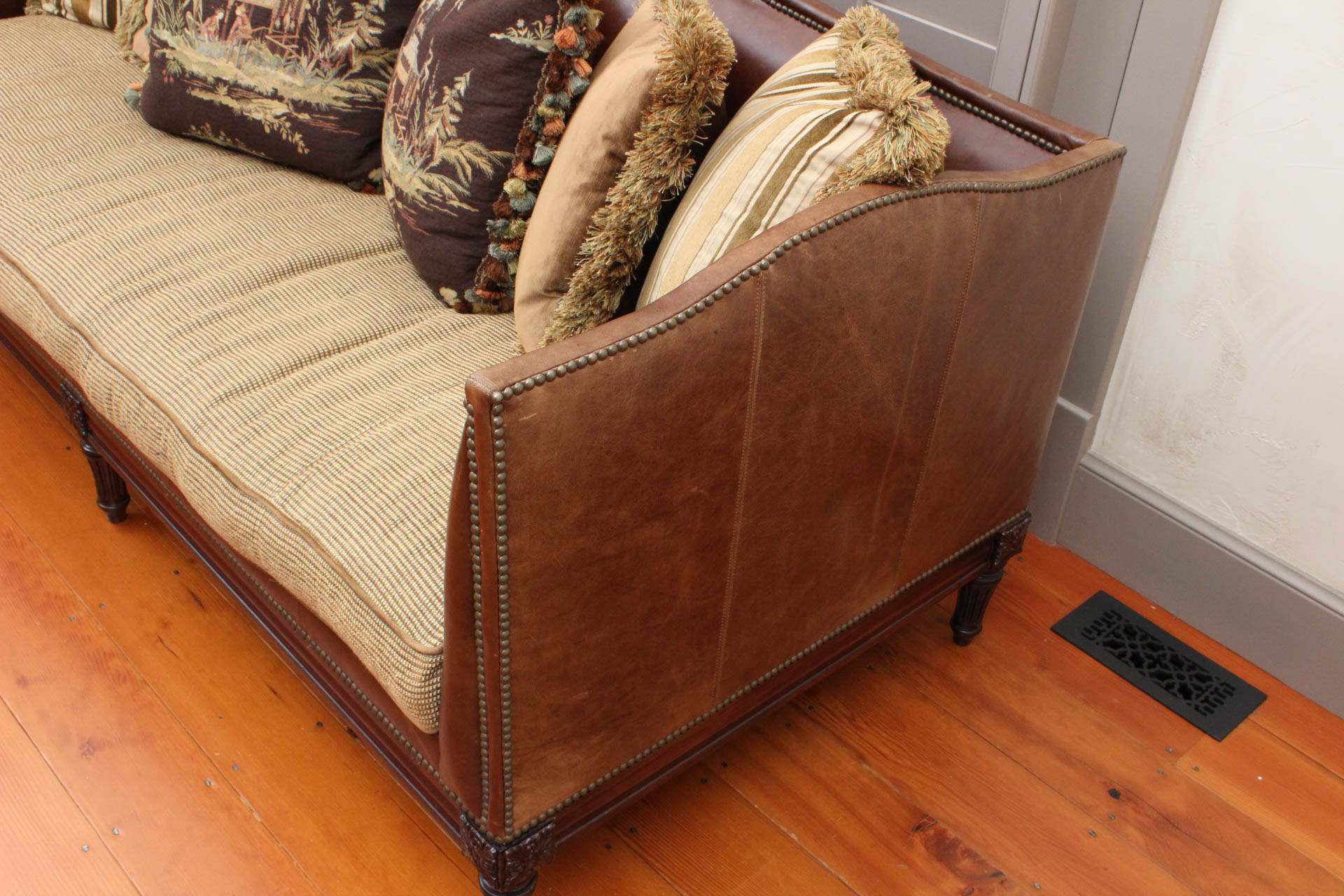 Leather Tuxedo "Belvedere" Sofa by Lillian August