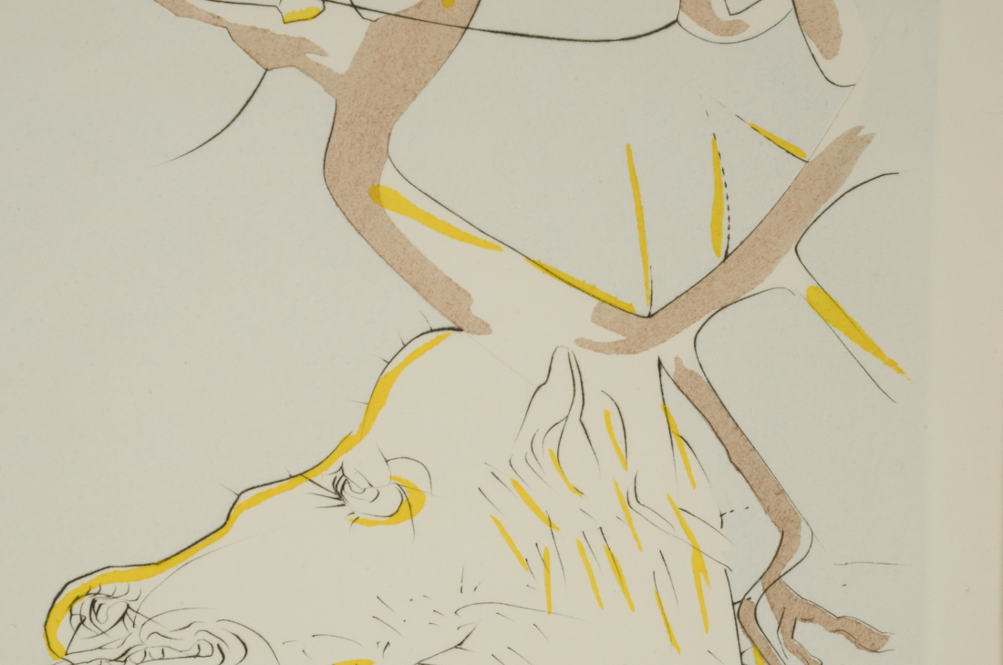 Salvador Dalí Original Limited Edition Engraving with Pochoir "Le Cavalier et la Cerf"