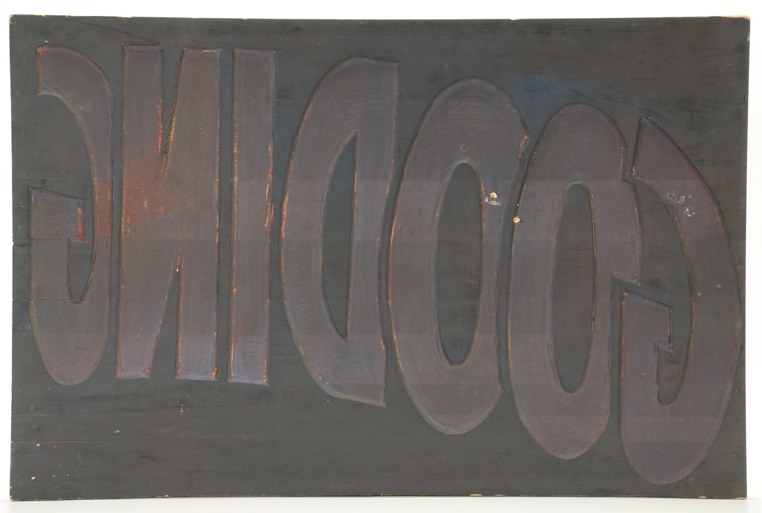 Large Vintage Wooden Printing Block "Gooding"