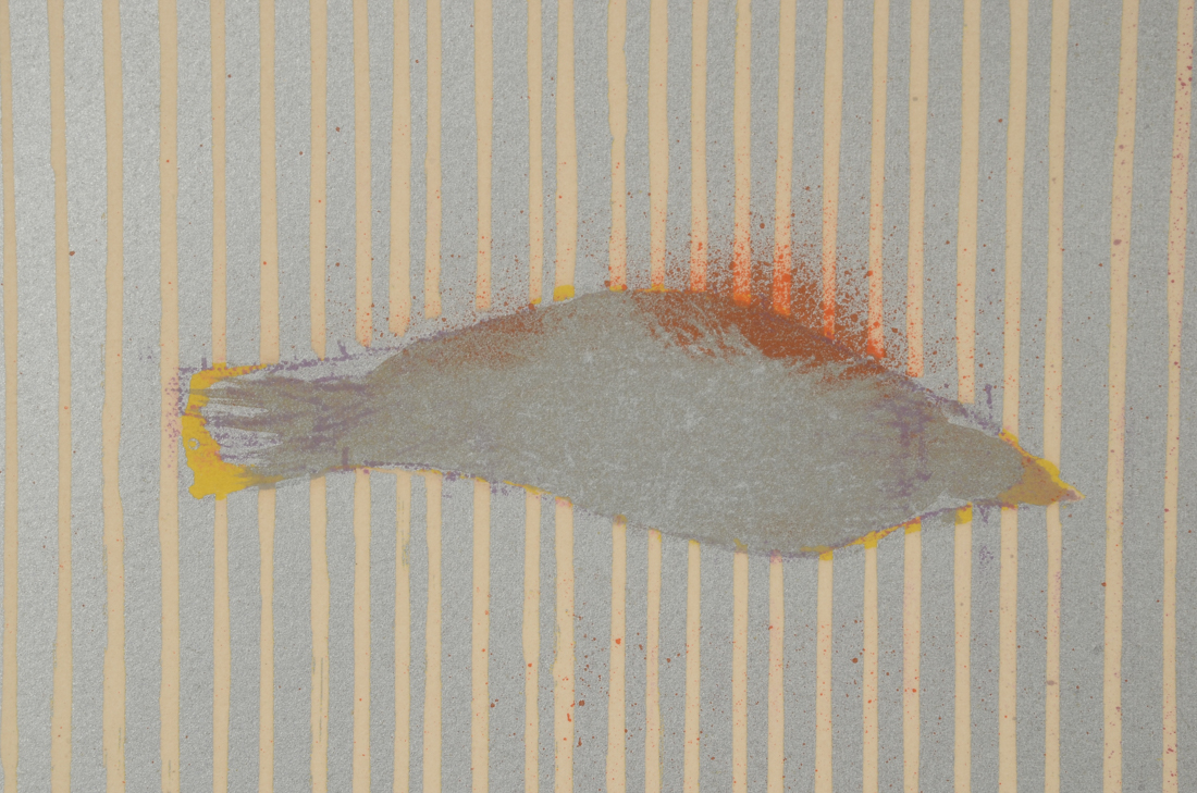 Signed Hand-Pulled Color Lithograph with Cat and Fish