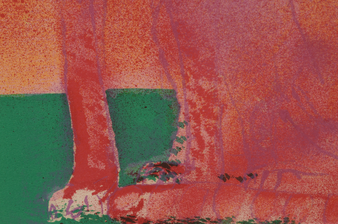 Signed Hand-Pulled Color Lithograph with Cat and Fish