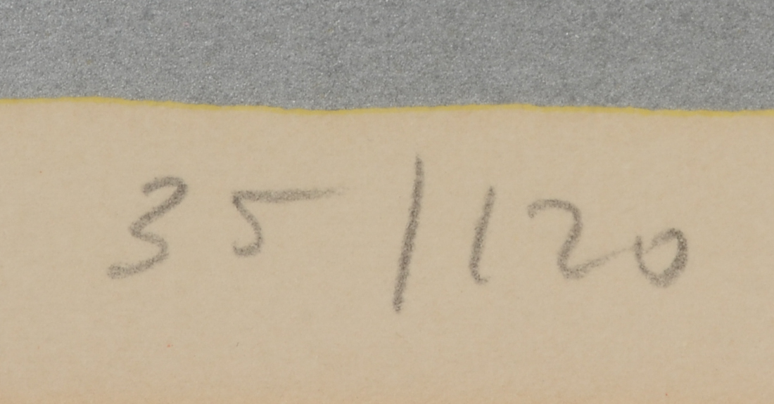 Signed Hand-Pulled Color Lithograph with Cat and Fish