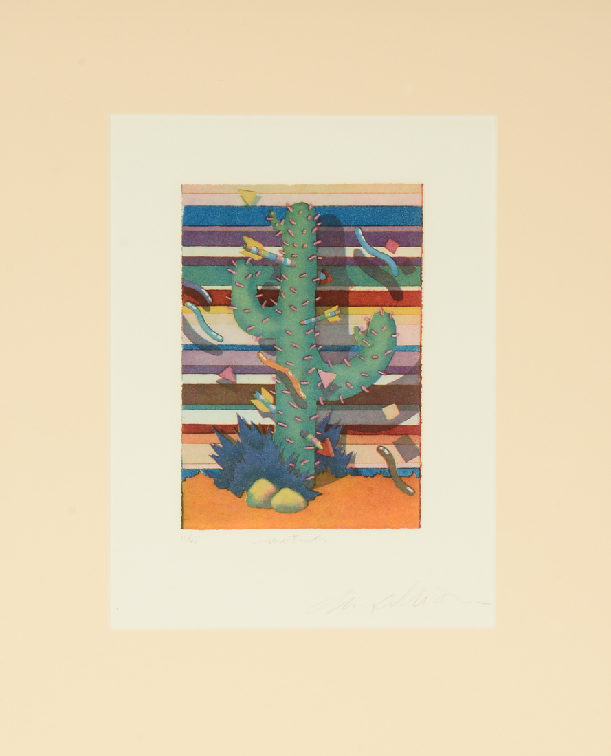 Signed Limited Edition Hand-Pulled Color Lithograph "Mexicactus"