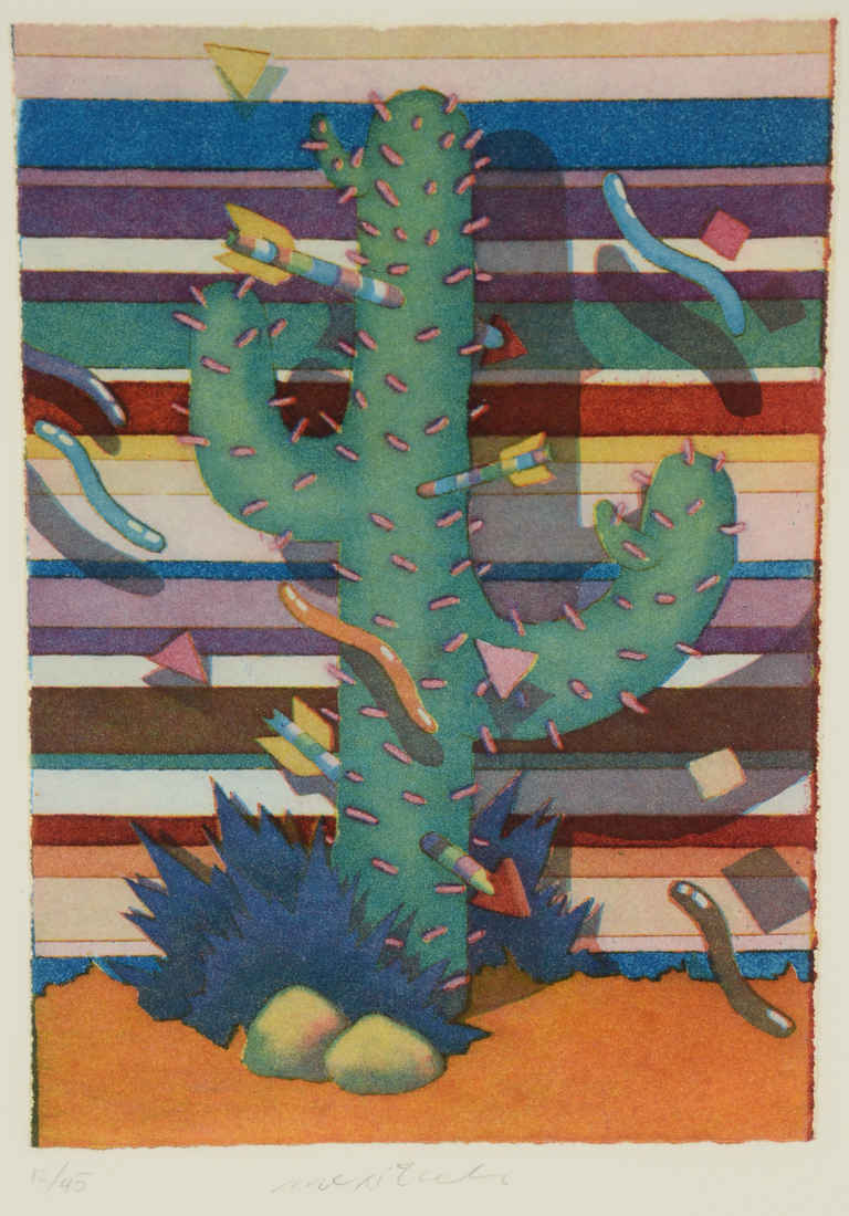 Signed Limited Edition Hand-Pulled Color Lithograph "Mexicactus"