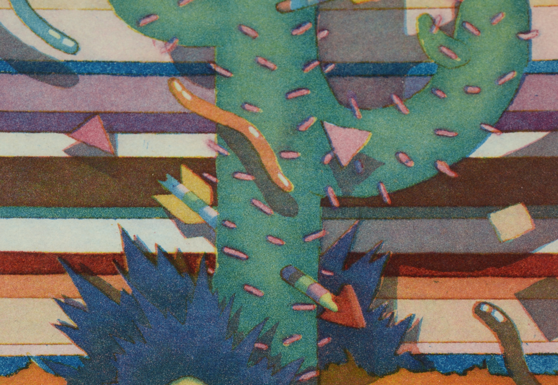 Signed Limited Edition Hand-Pulled Color Lithograph "Mexicactus"
