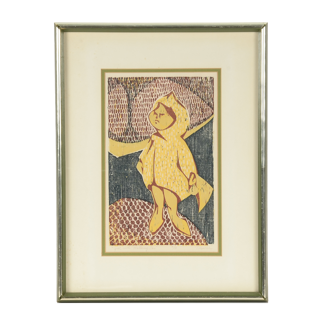 Trepohl Signed Limited Edition Woodcut "Girl with Watering Can"