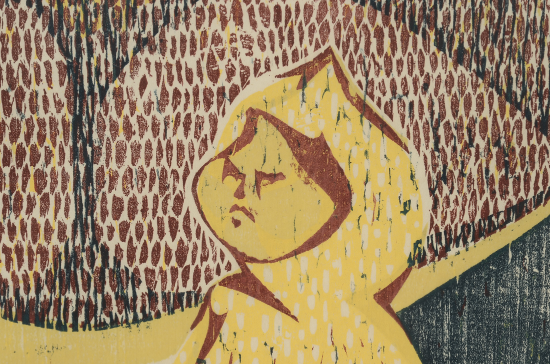 Trepohl Signed Limited Edition Woodcut "Girl with Watering Can"