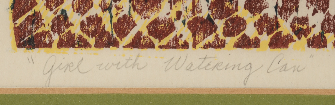 Trepohl Signed Limited Edition Woodcut "Girl with Watering Can"