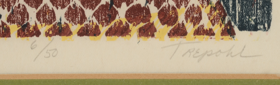 Trepohl Signed Limited Edition Woodcut "Girl with Watering Can"