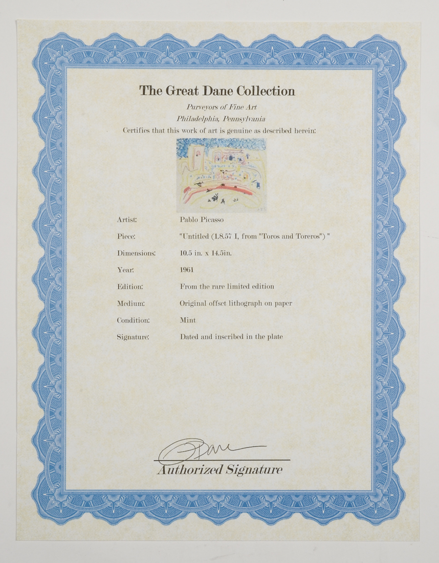 Offset Lithograph after Pablo Picasso from "Toros y Toreros" Foli