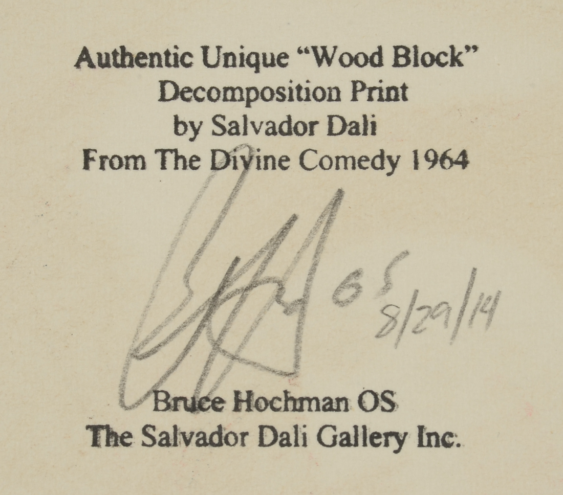 Salvador Dalí Wood Engraving Purgatory Canto 18 "La Quatrieme Corniche"