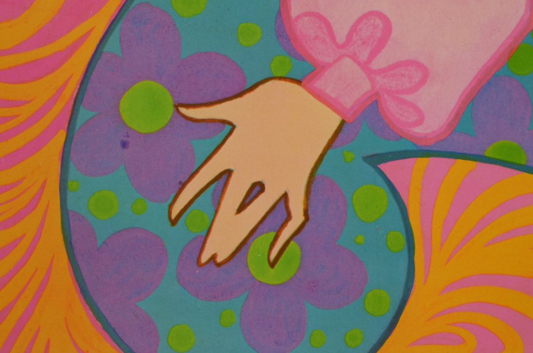 Original 1960s Psychedelic Poster with Blonde Woman in Pink