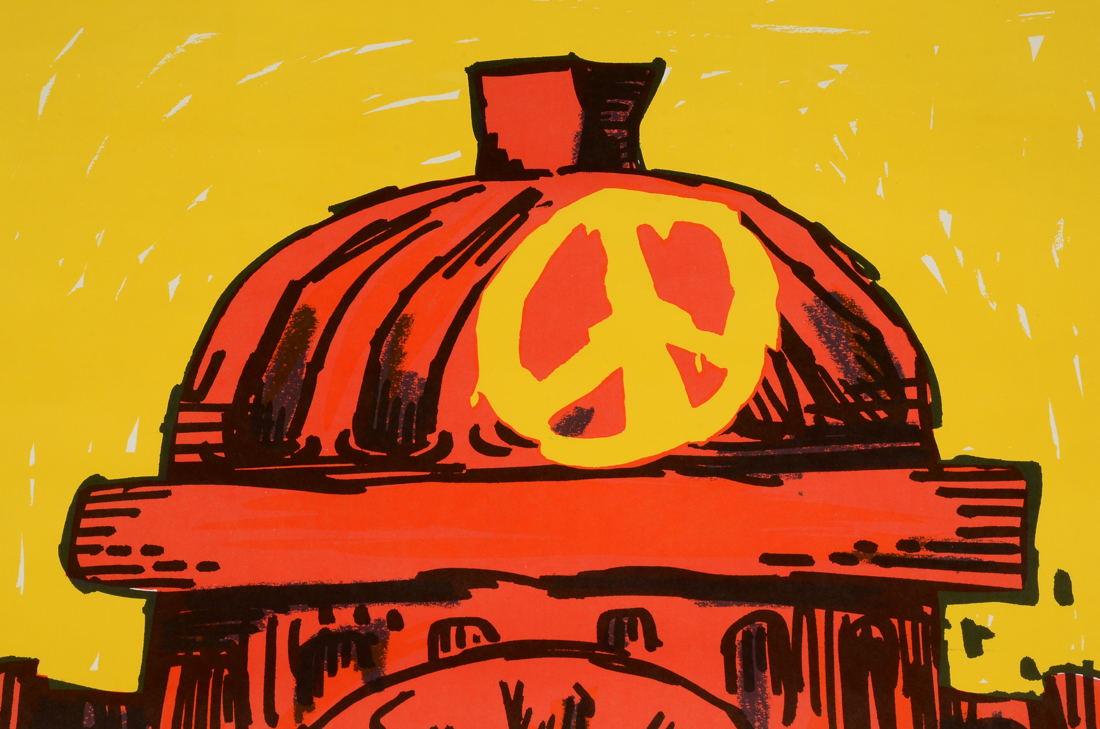 Original 1970s Color Lithograph Poster Designed by Reese James "Peace on You"