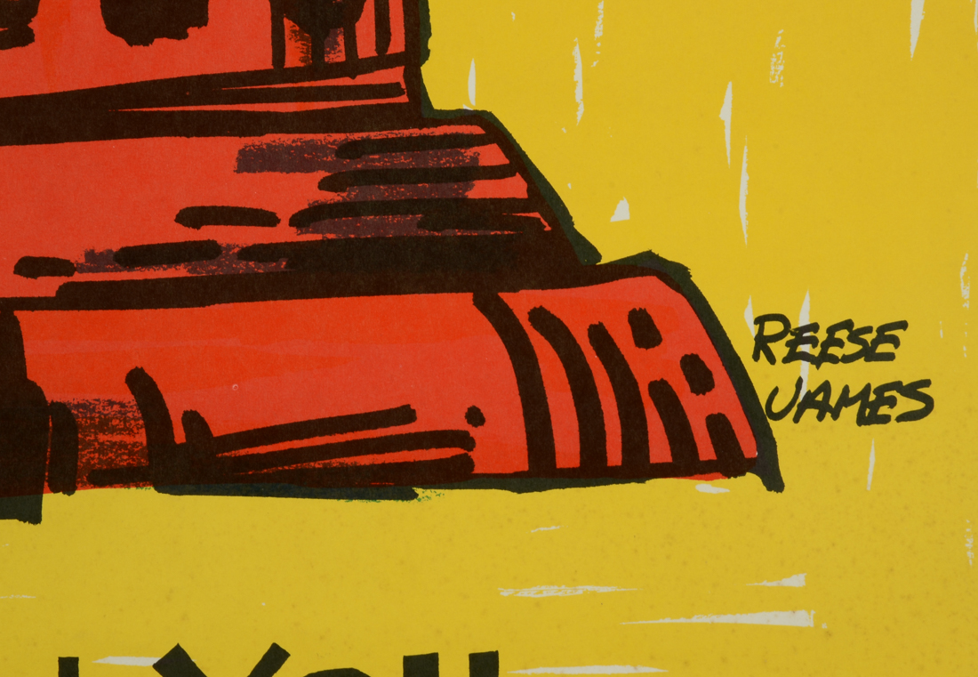 Original 1970s Color Lithograph Poster Designed by Reese James "Peace on You"