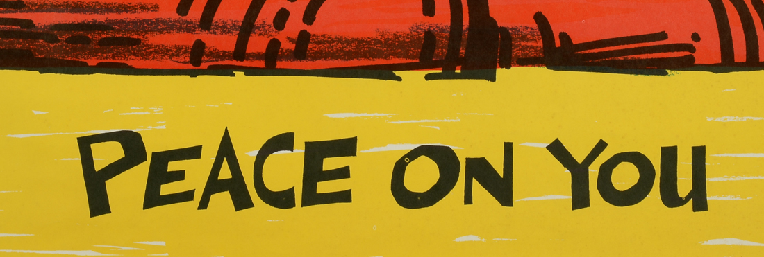 Original 1970s Color Lithograph Poster Designed by Reese James "Peace on You"