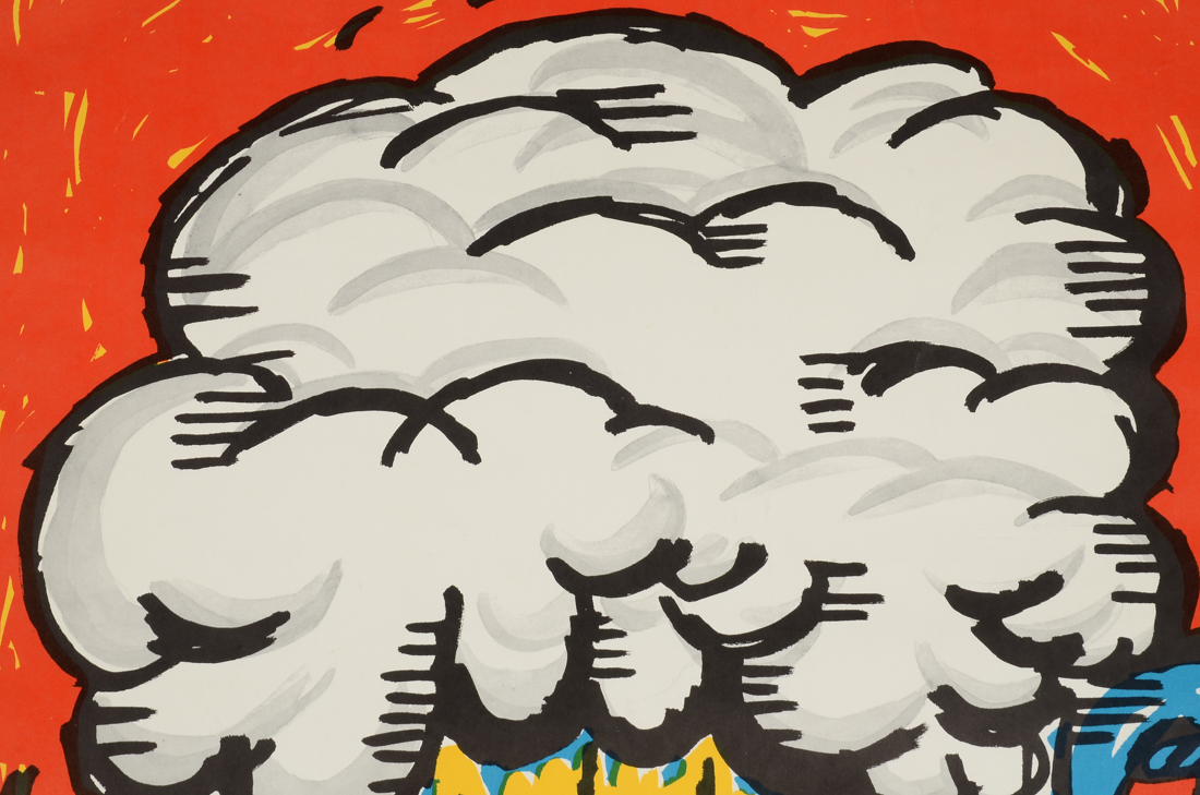 Original 1970s Color Lithograph Poster Designed by Reese James "Down the Draft"