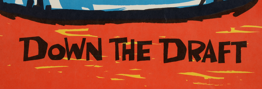 Original 1970s Color Lithograph Poster Designed by Reese James "Down the Draft"