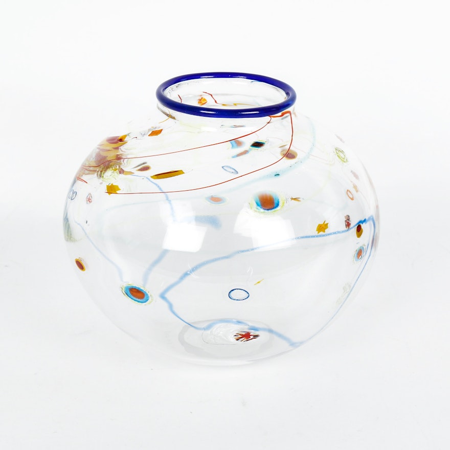 Signed French Art Glass Vase
