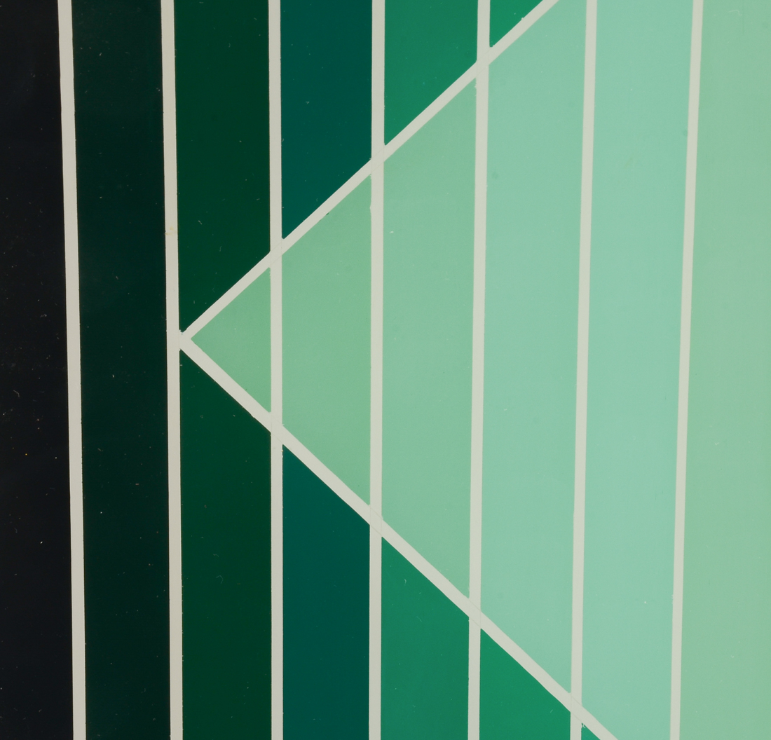 Evelyn Liner 1983 Original Acrylic Geometric Reverse Acrylic Glass Painting