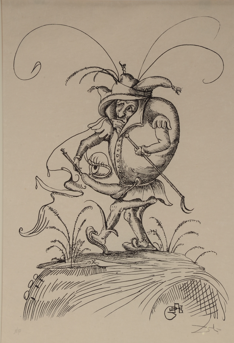 Salvador Dalí Original Hand-Pulled Lithograph from "Les Songes Drolatiques de Pantagruel"