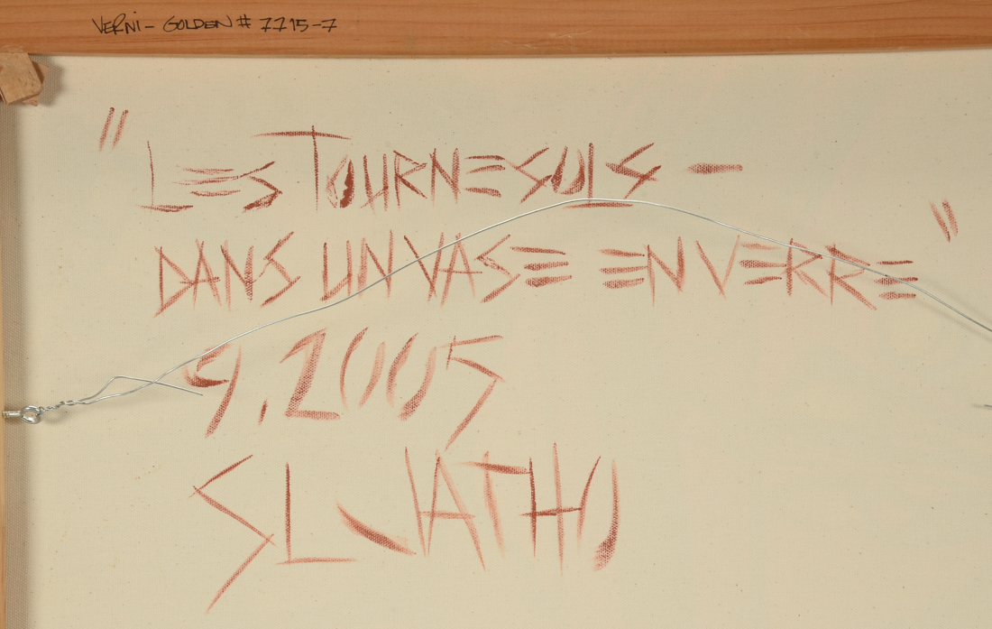 Stephen Jatho Original 2005 Acrylic on Canvas "Les Tournesols dans un Vase en Verre"