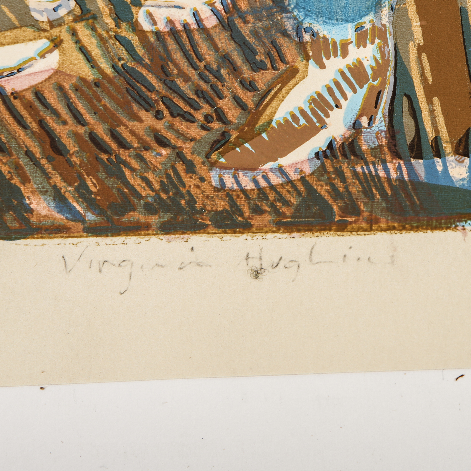 Virginia Hughins Relief Print on Paper "Country Dance"