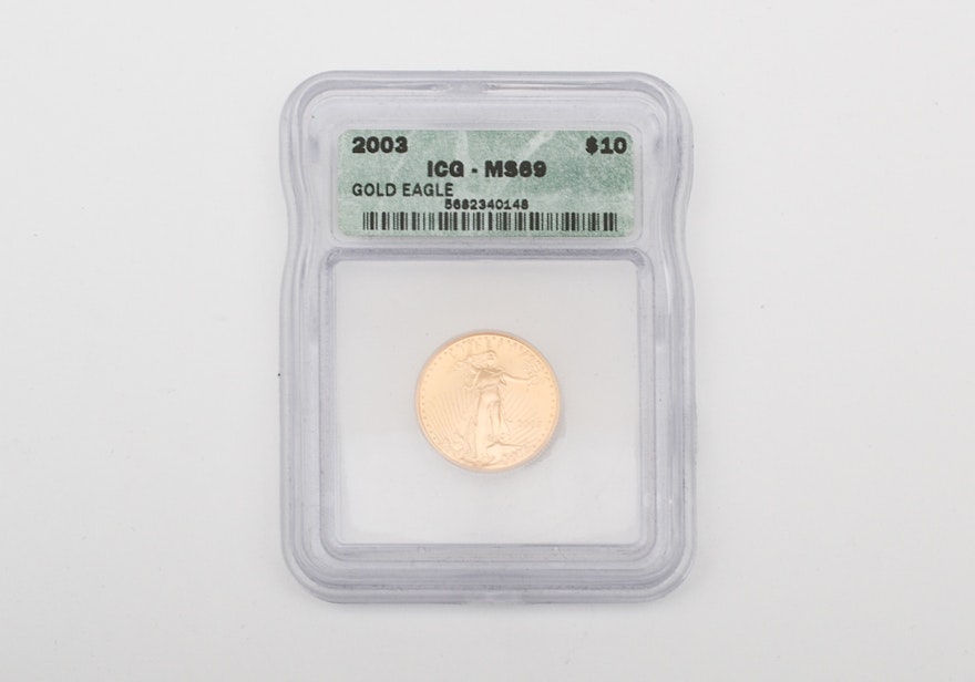 2003 Graded 1/4 Oz Ten Dollar Gold Eagle Coin