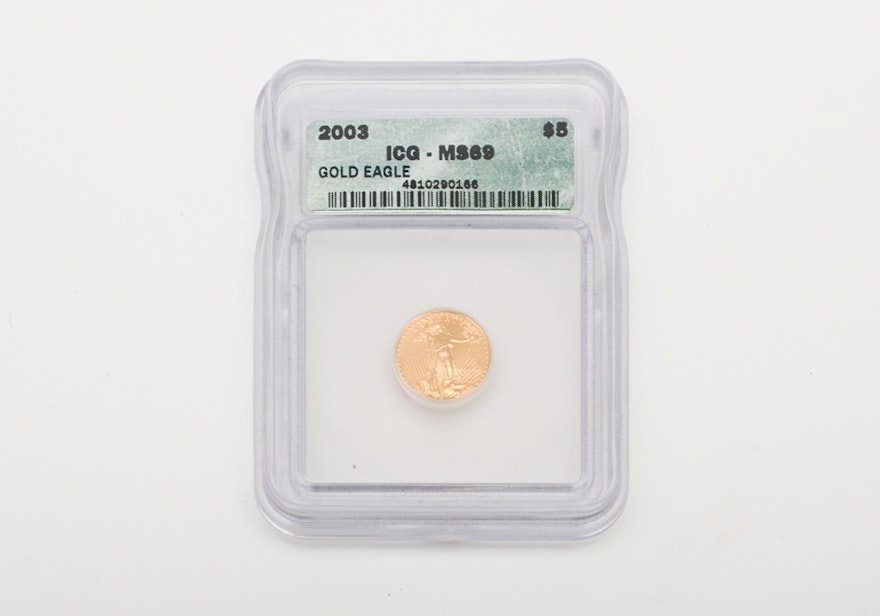 2003 Graded 1/10 Oz Five Dollar Gold Eagle Coin