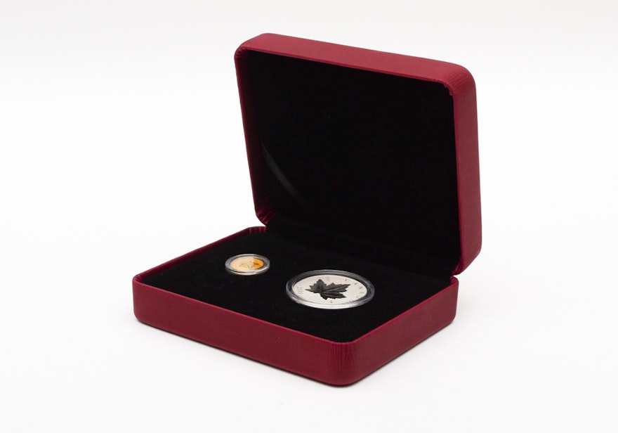 2010 Royal Canadian Mint Gold and Silver Piedfort Maple Leaf Coin Set