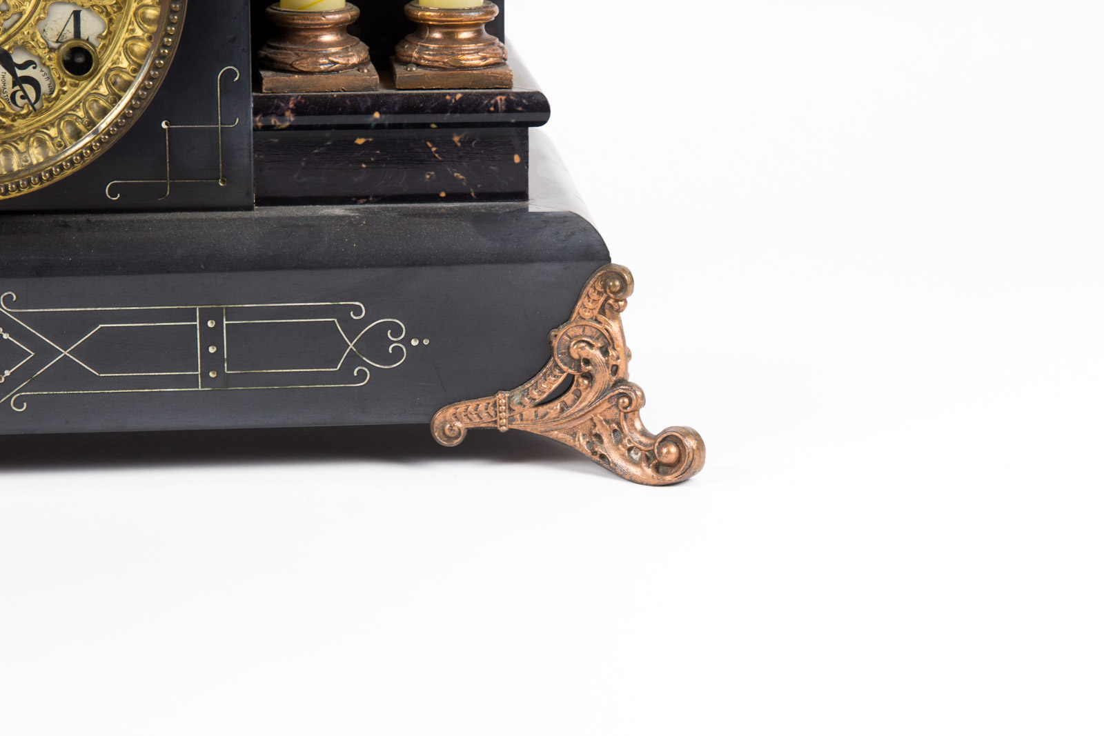 Circa 1906 Seth Thomas Adamantine 21 Jewel Mantle Clock with Metal Figurine