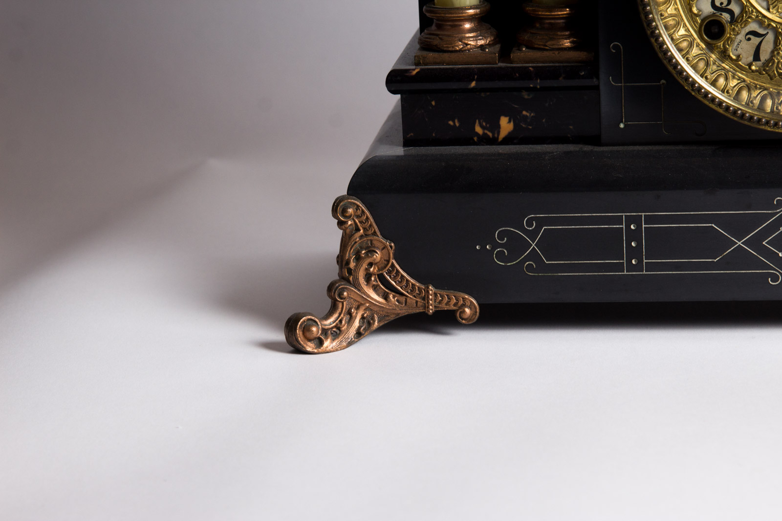 Circa 1906 Seth Thomas Adamantine 21 Jewel Mantle Clock with Metal Figurine