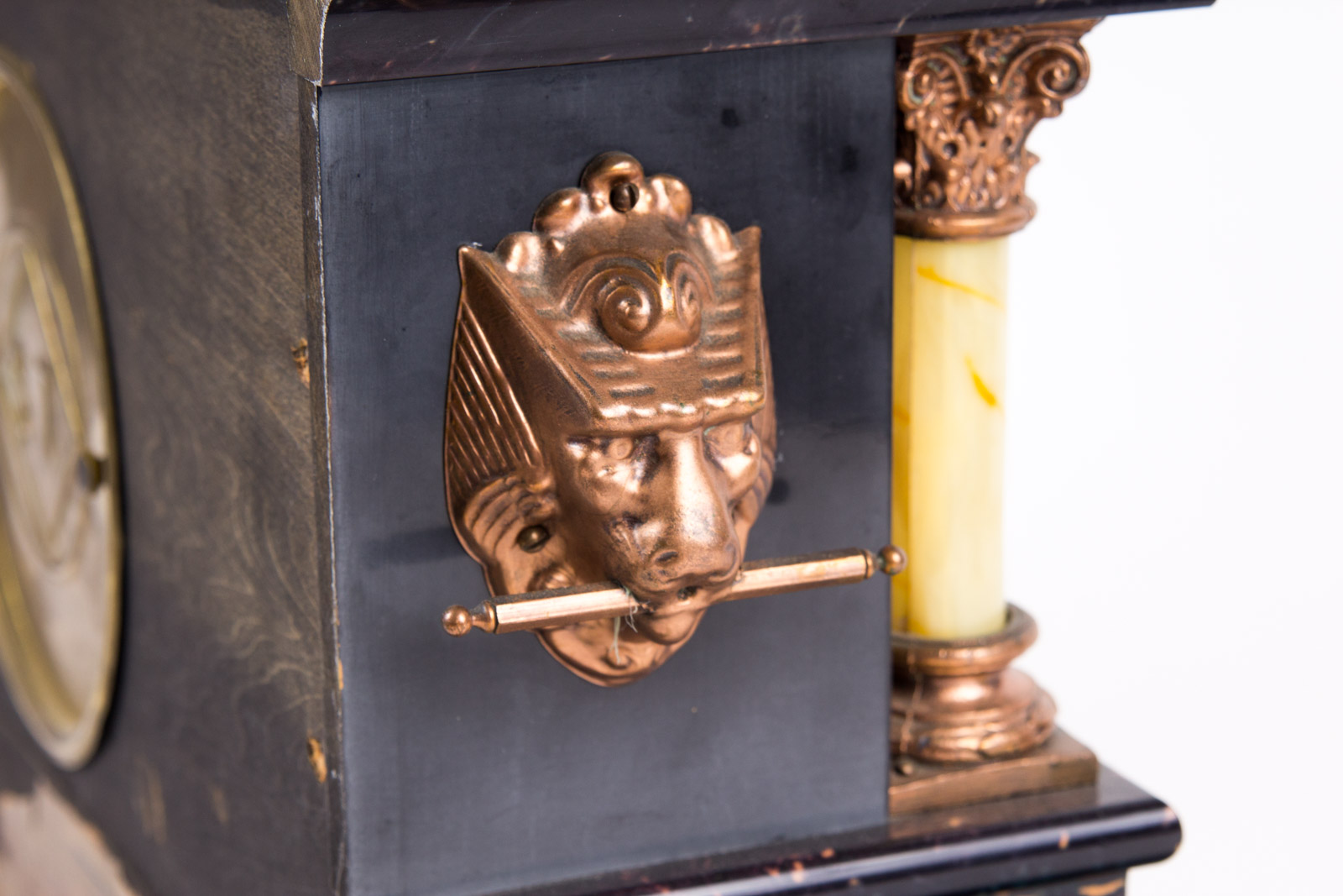 Circa 1906 Seth Thomas Adamantine 21 Jewel Mantle Clock with Metal Figurine