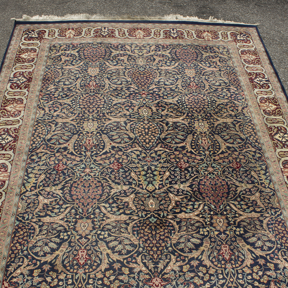 Ornate Hand-Knotted Kashmar-Style Area Rug