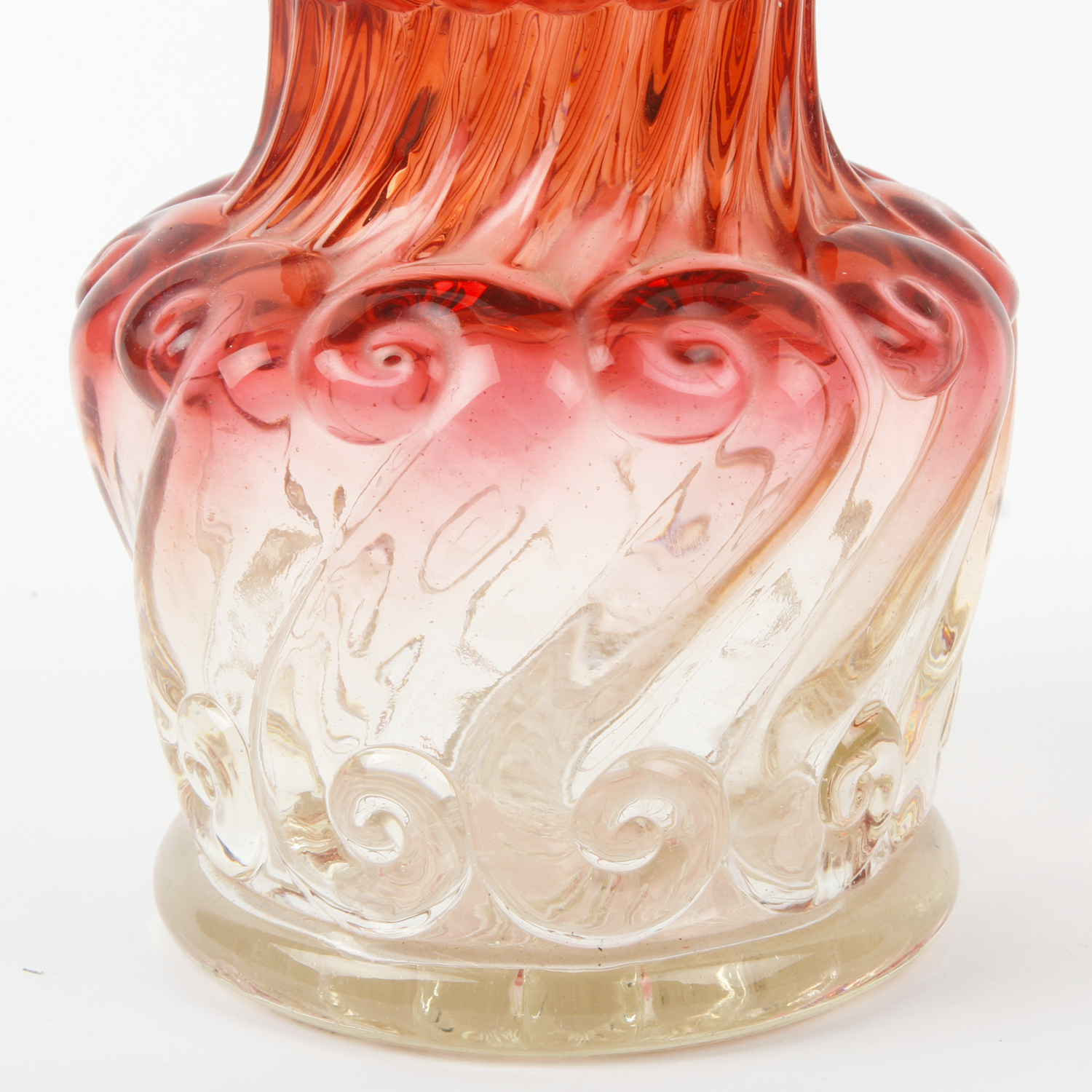 Antique Baccarat Style Rubina Swirl Glass Vessel