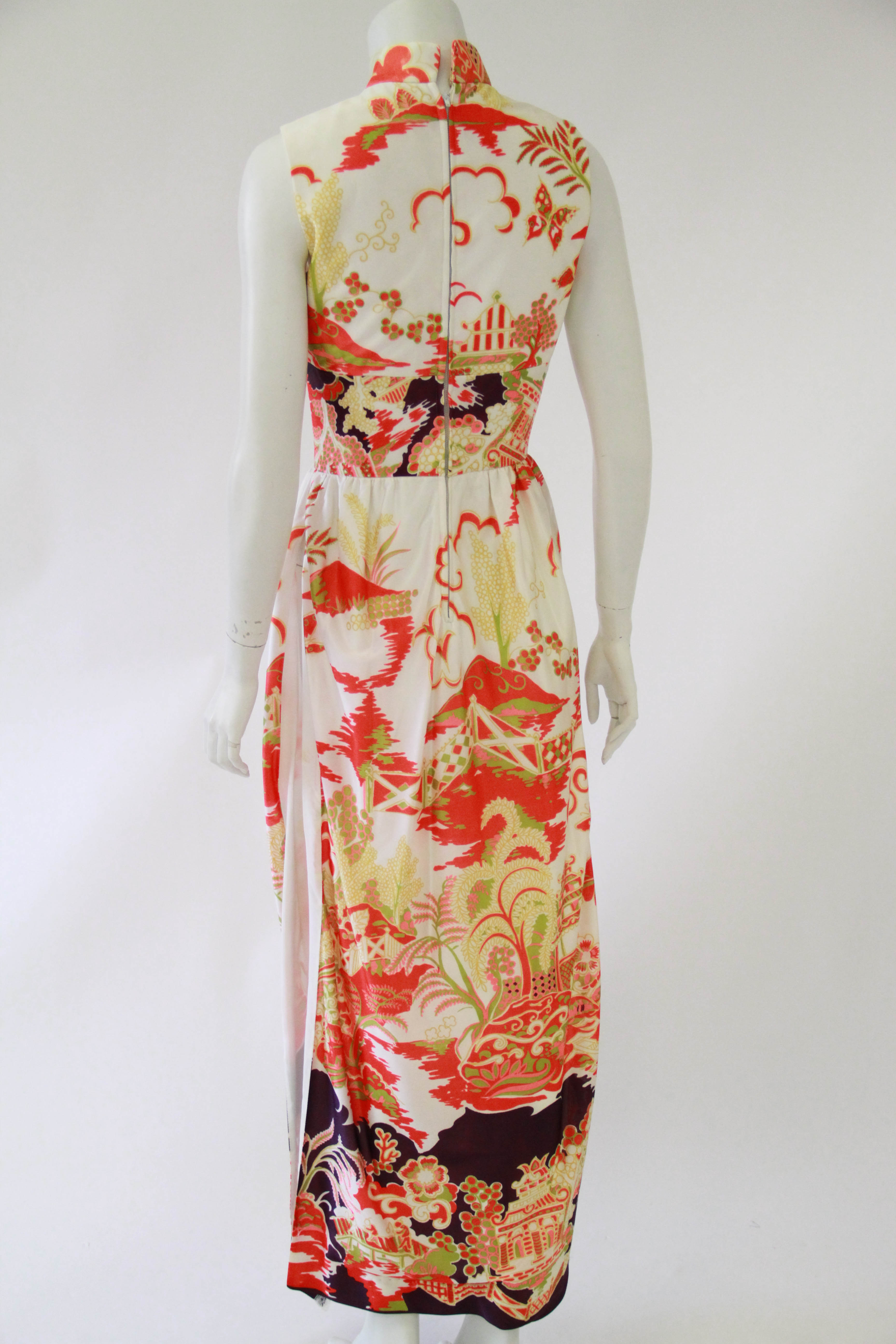 1970s Chinese Scholar's Garden Cheongsam-Inspired Dresses