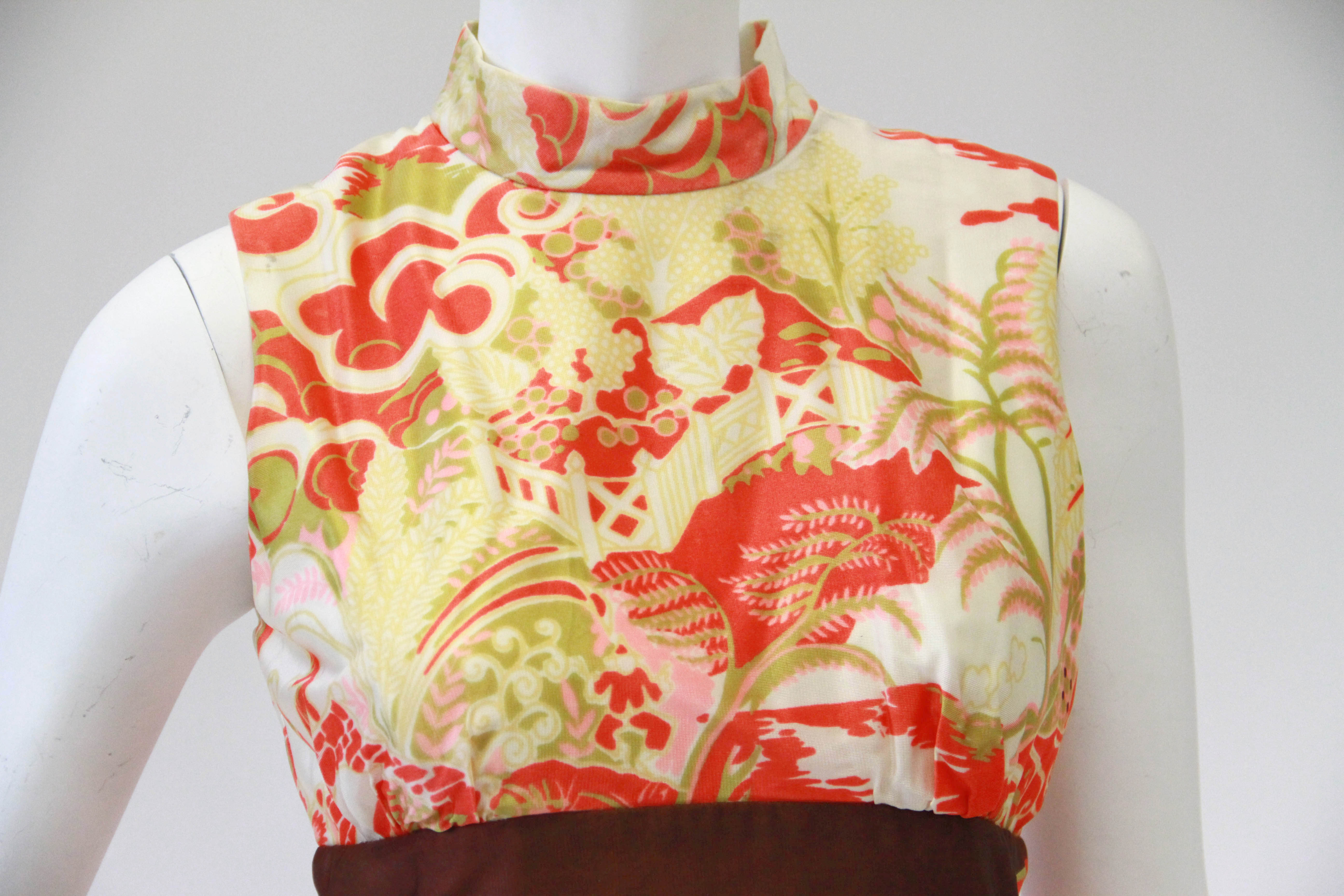 1970s Chinese Scholar's Garden Cheongsam-Inspired Dresses