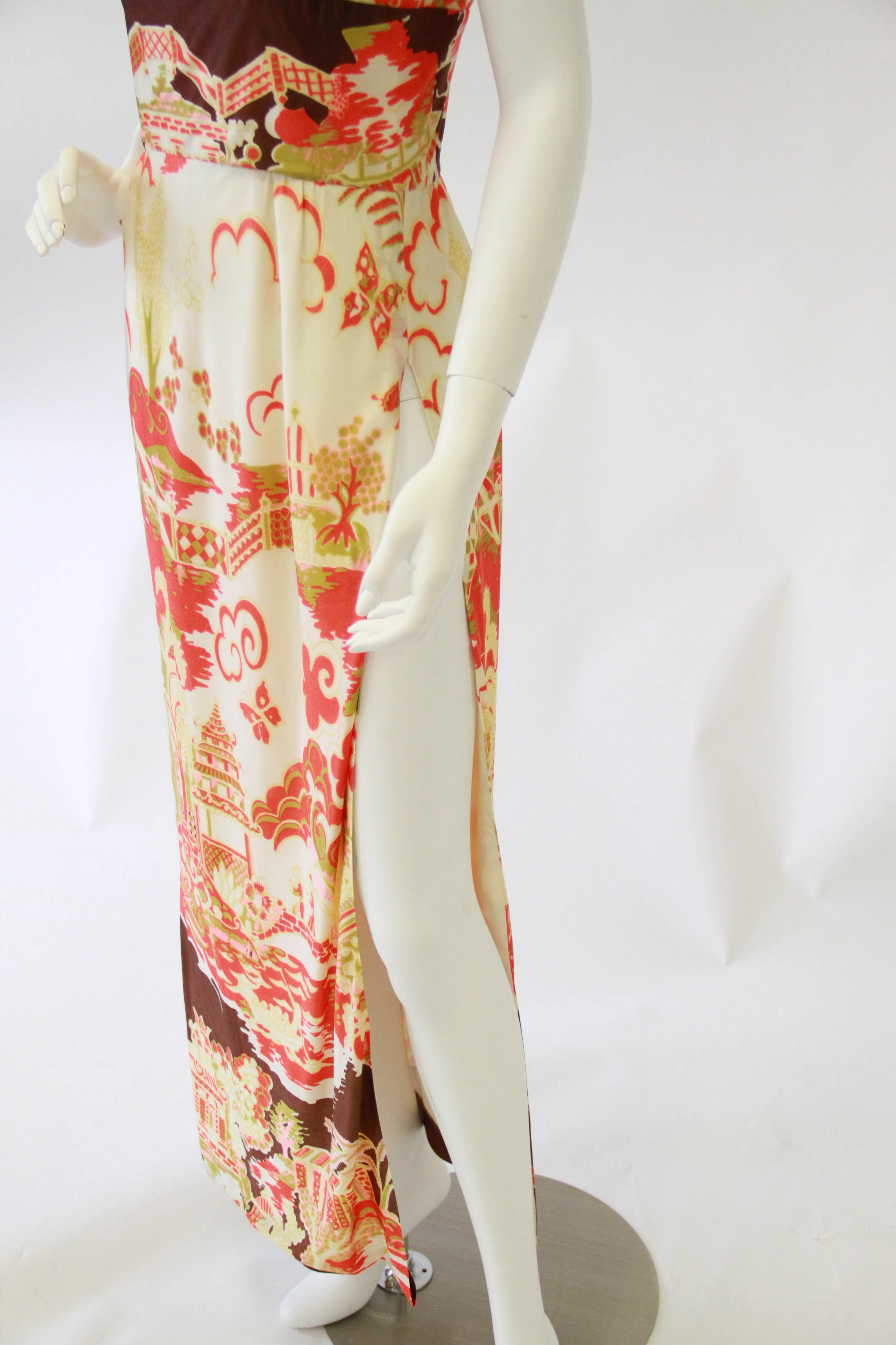 1970s Chinese Scholar's Garden Cheongsam-Inspired Dresses