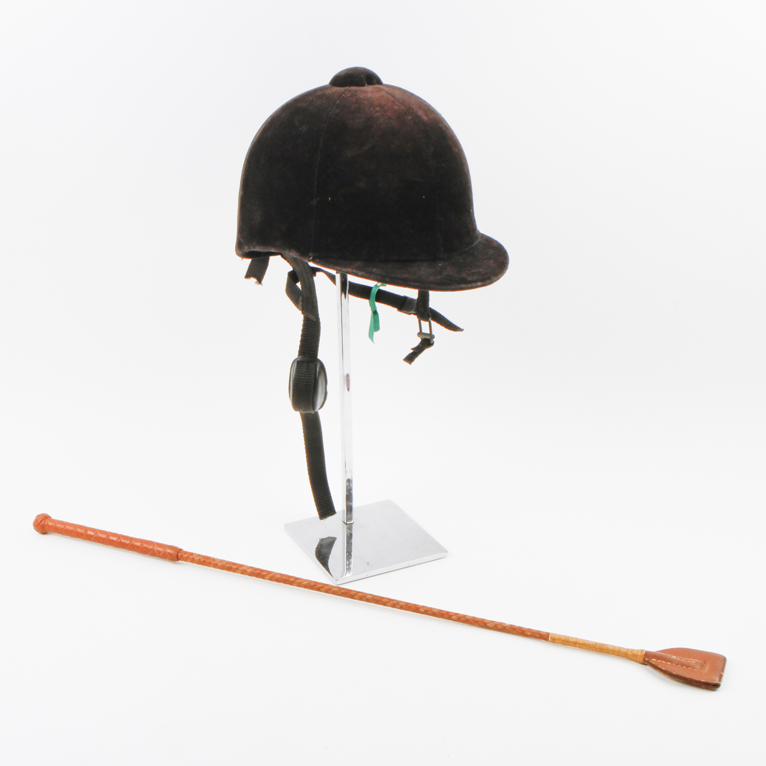 Champion Show Ring Riding Hat and Tan Leather Crop